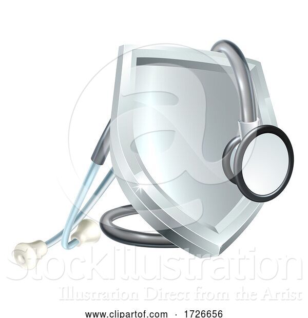Vector Illustration of Shield Stethoscope Medical Health Icon Concept
