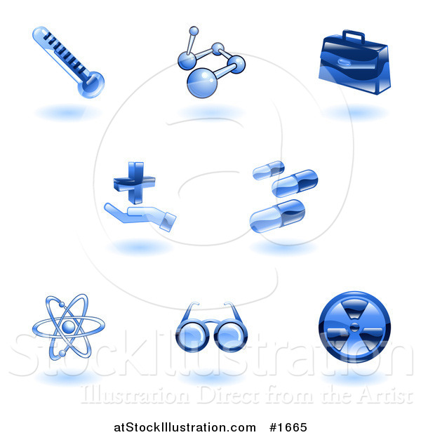 Vector Illustration of Shiny Blue Medical Icons