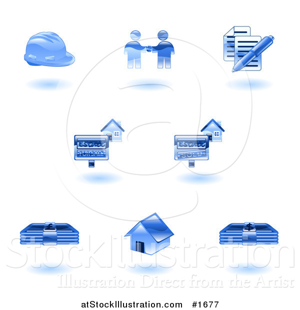 Vector Illustration of Shiny Blue Realty Icons