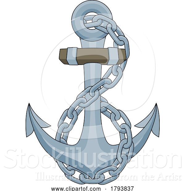 Vector Illustration of Ship Anchor Boat Chain Nautical Illustration