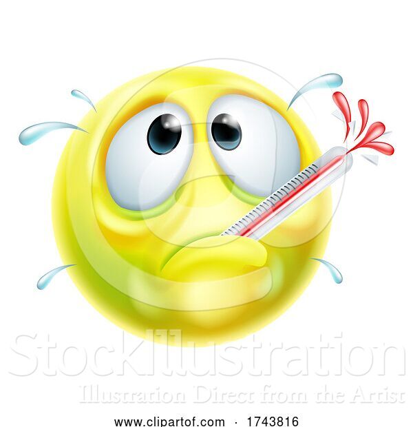 Vector Illustration of Sick Ill Thermometer Emoji Emoticon Face