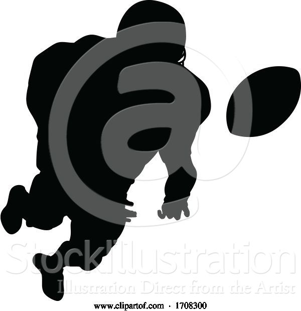 Vector Illustration of Silhouette American Football Player