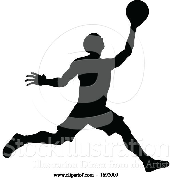 Vector Illustration of Silhouette Basketball Player