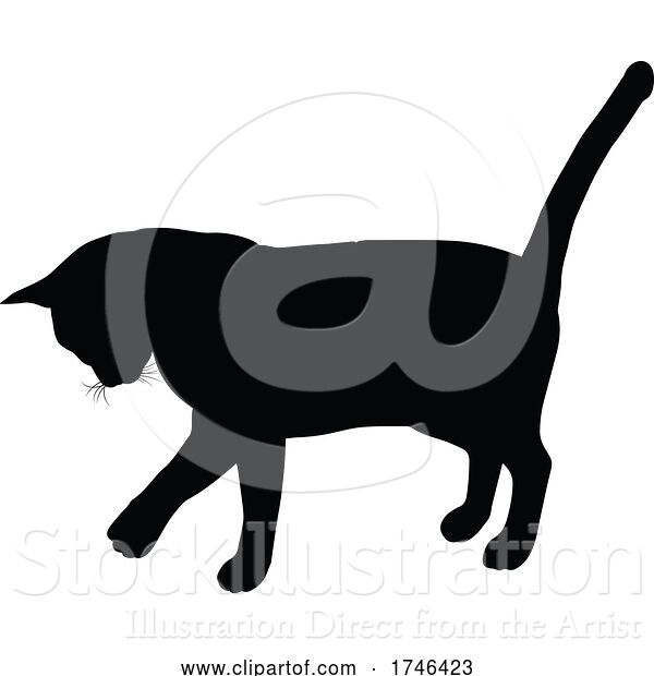 Vector Illustration of Silhouette Cat Pet Animal