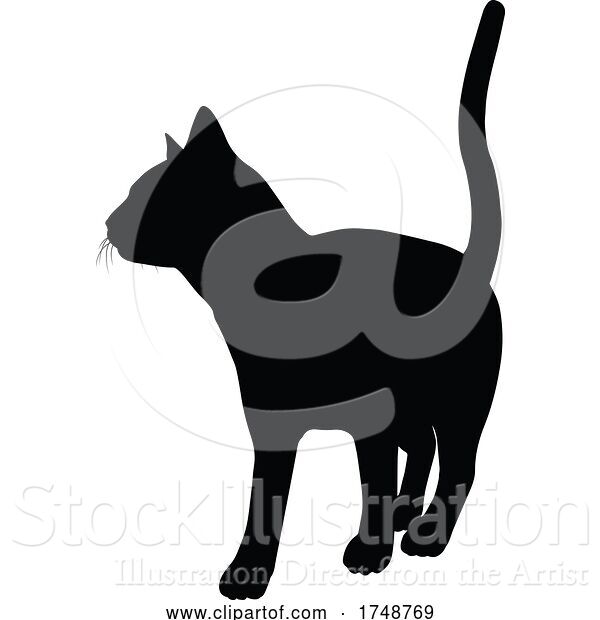 Vector Illustration of Silhouette Cat Pet Animal