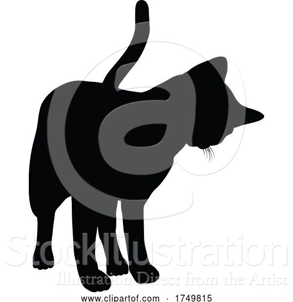 Vector Illustration of Silhouette Cat Pet Animal