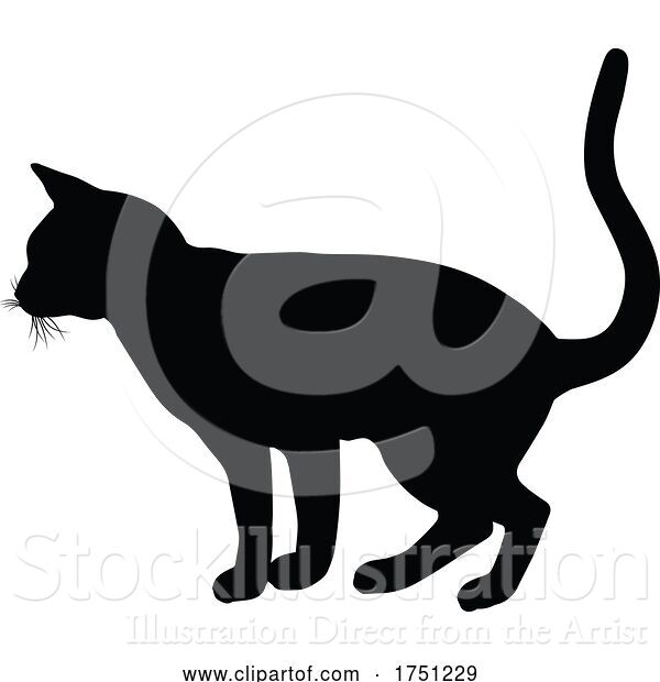 Vector Illustration of Silhouette Cat Pet Animal