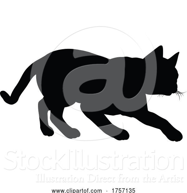 Vector Illustration of Silhouette Cat Pet Animal