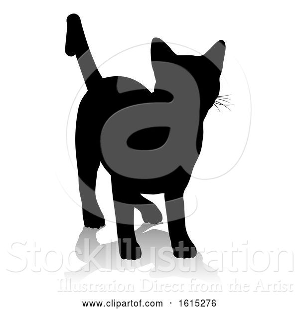 Vector Illustration of Silhouette Cat Pet Animal, on a White Background