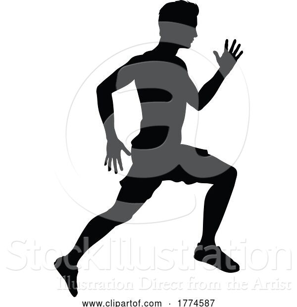 Vector Illustration of Silhouette Runner Guy Sprinter or Jogger Person