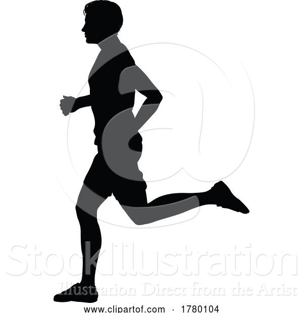 Vector Illustration of Silhouette Runner Guy Sprinter or Jogger Person