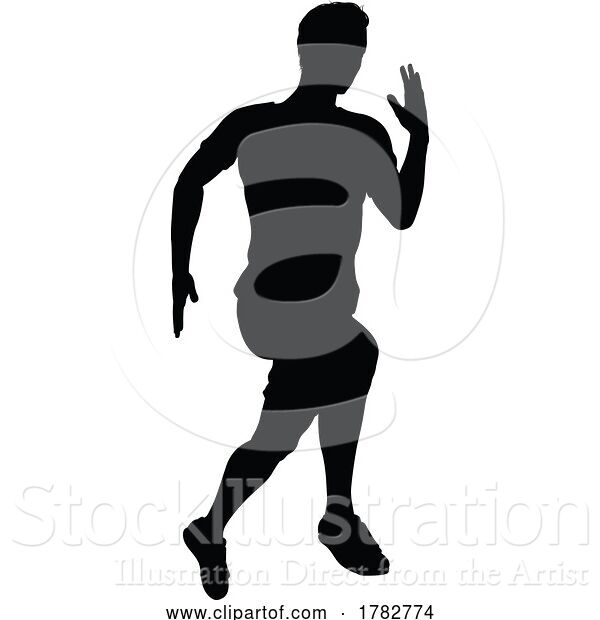 Vector Illustration of Silhouette Runner Guy Sprinter or Jogger Person