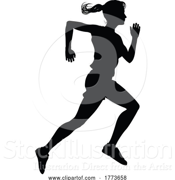 Vector Illustration of Silhouette Runner Lady Sprinter or Jogger Person