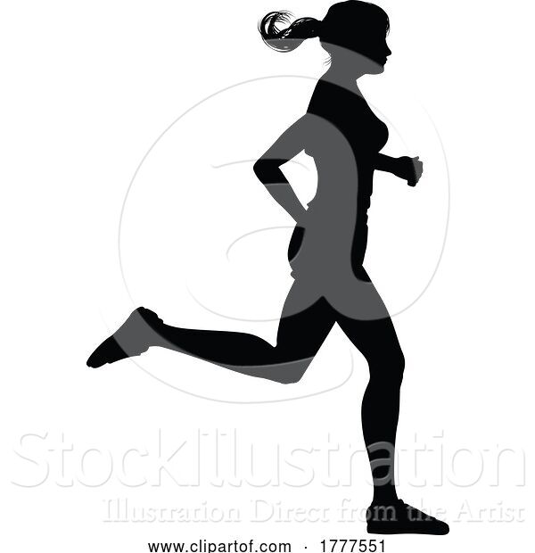 Vector Illustration of Silhouette Runner Lady Sprinter or Jogger Person