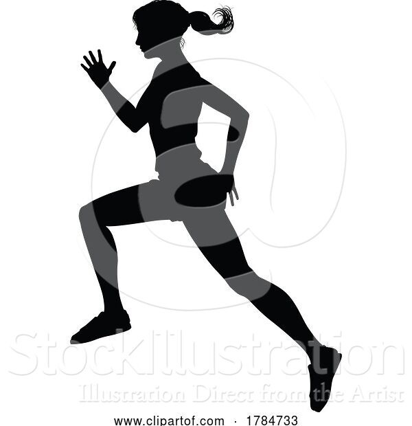 Vector Illustration of Silhouette Runner Lady Sprinter or Jogger Person