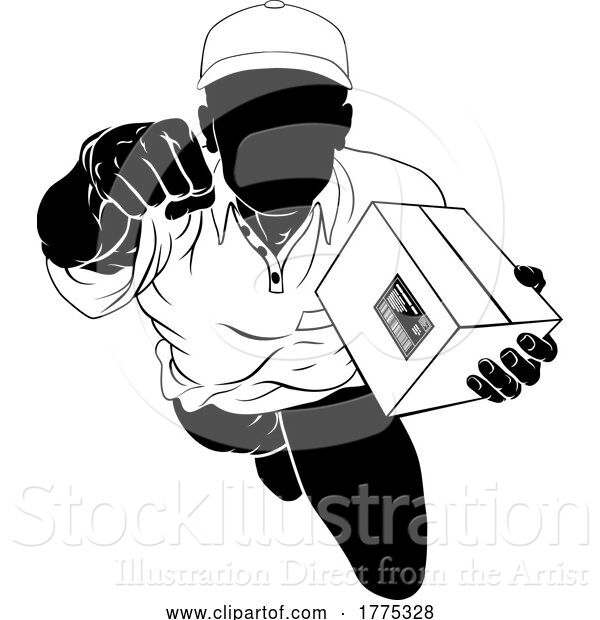 Vector Illustration of Silhouette Super Delivery Guy Courier Superhero