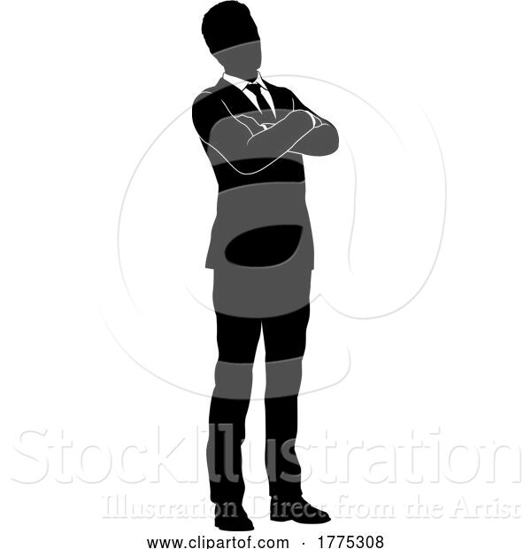 Vector Illustration of Silhouetted Business Man