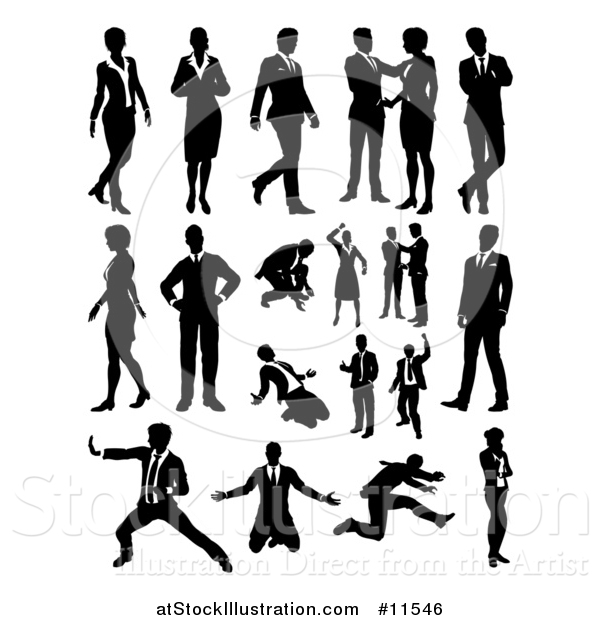 Vector Illustration of Silhouetted Business People