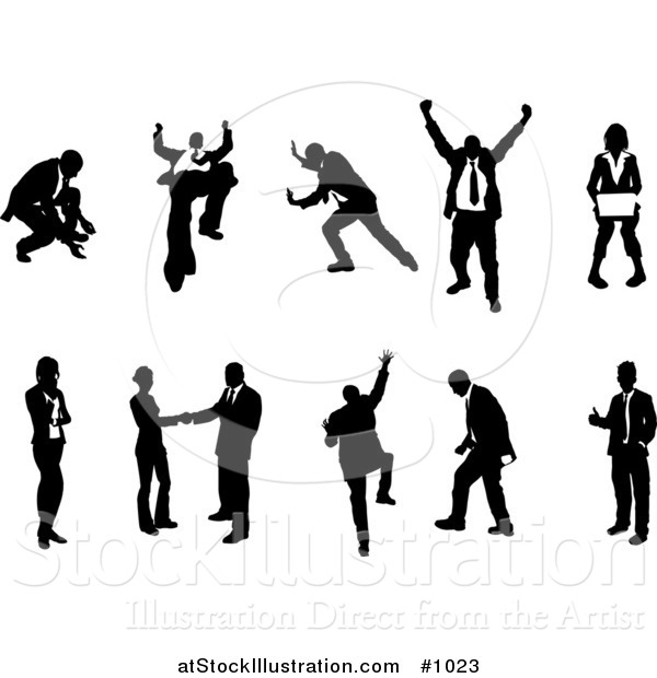 Vector Illustration of Silhouetted Business People Collection