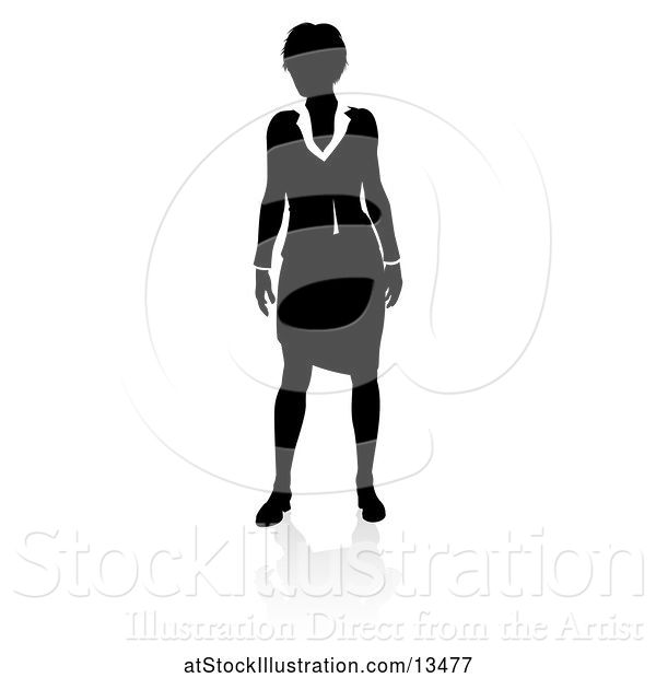 Vector Illustration of Silhouetted Businesswoman, with a Shadow on a White Background