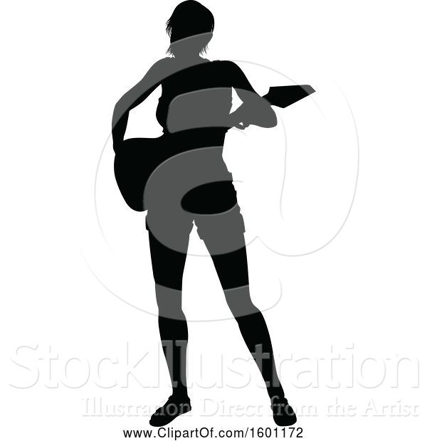 Vector Illustration of Silhouetted Female Guitarist