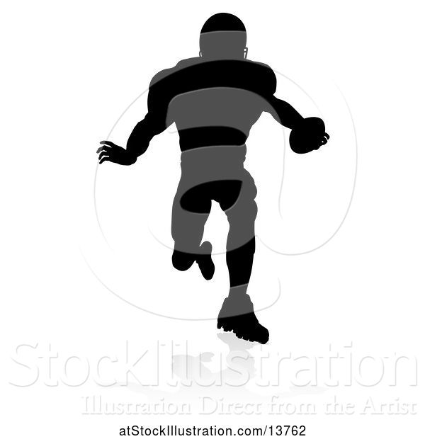 Vector Illustration of Silhouetted Football Player with a Reflection or Shadow, on a White Background