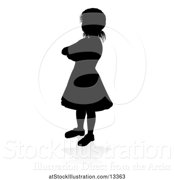 Vector Illustration of Silhouetted Girl with a Reflection or Shadow, on a White Background