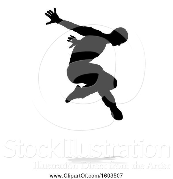 Vector Illustration of Silhouetted Male Dancer, with a Reflection or Shadow, on a White Background