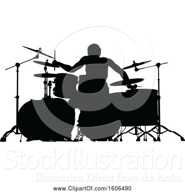 Vector Illustration of Silhouetted Male Drummer