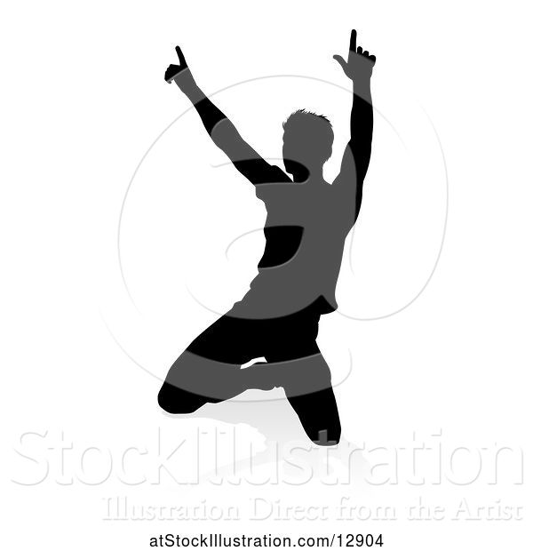 Vector Illustration of Silhouetted Male Musician, with a Reflection or Shadow, on a White Background
