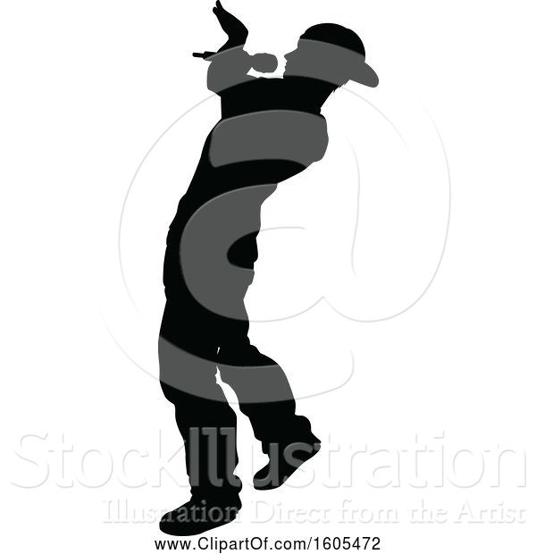 Vector Illustration of Silhouetted Male Singer