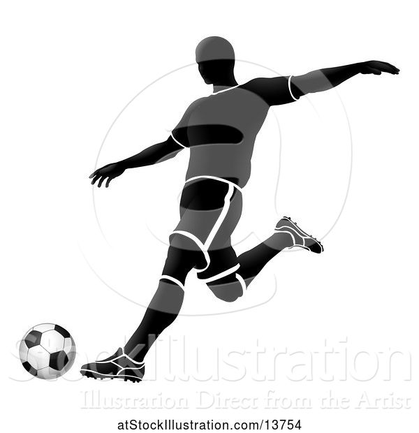 Vector Illustration of Silhouetted Soccer Player in Action