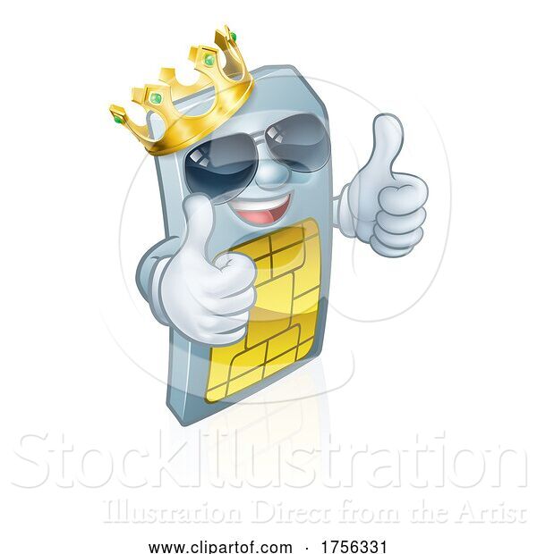 Vector Illustration of Sim Card Cool Mobile Phone King Mascot