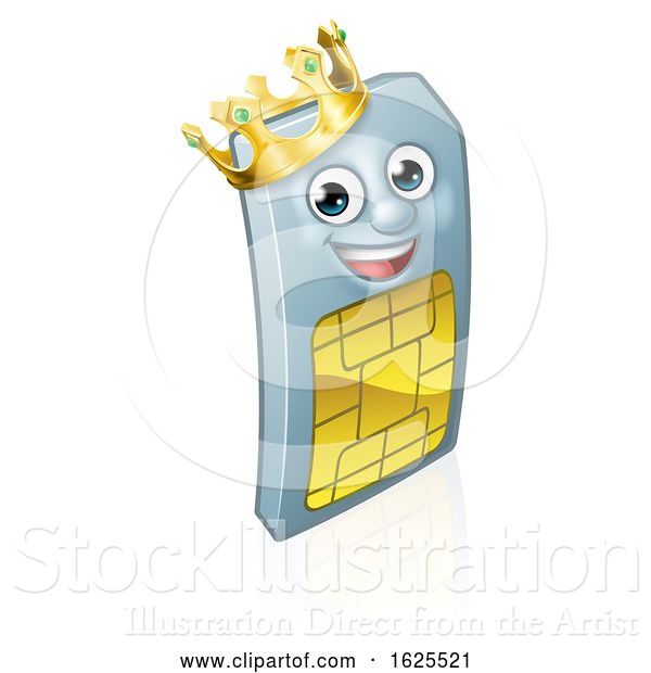 Vector Illustration of Sim Card King Mobile Phone Mascot