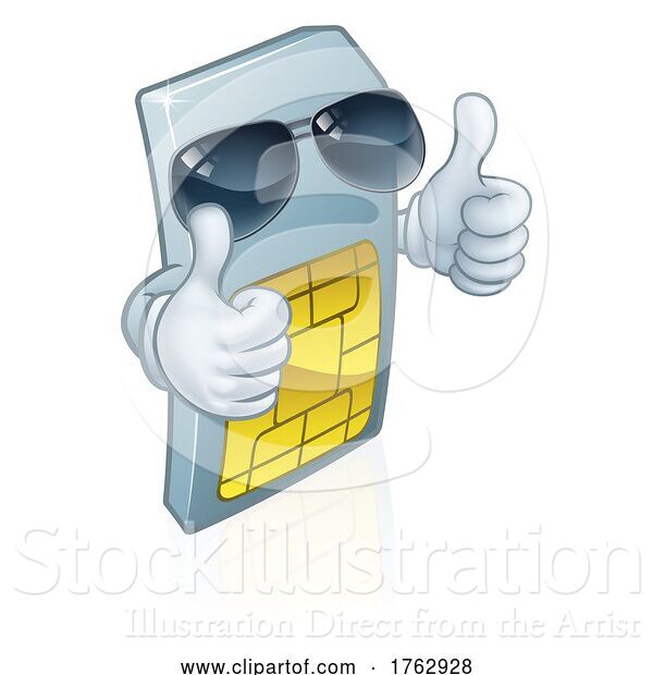 Vector Illustration of Sim Card Mobile Phone Cool Mascot
