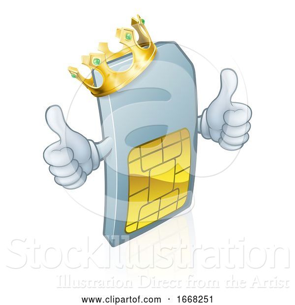 Vector Illustration of Sim Card Mobile Phone King Mascot