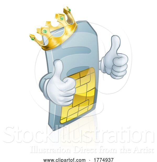 Vector Illustration of Sim Card Mobile Phone King Mascot