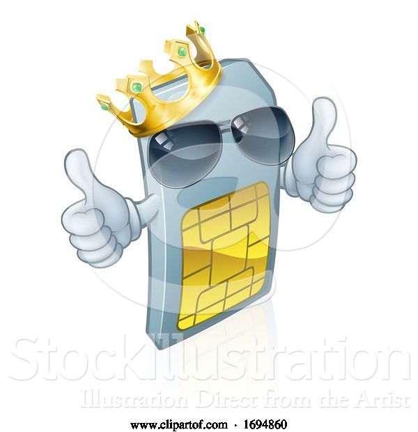 Vector Illustration of Sim Card Mobile Phone Thumbs up Mascot