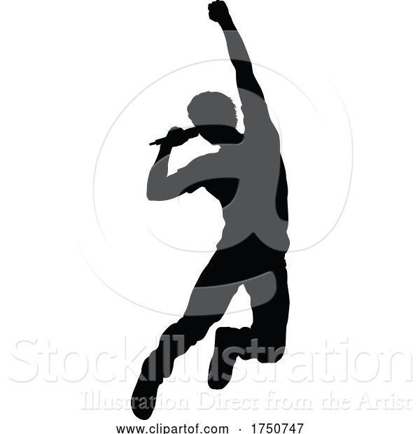 Vector Illustration of Singer Pop Country or Rock Star Silhouette