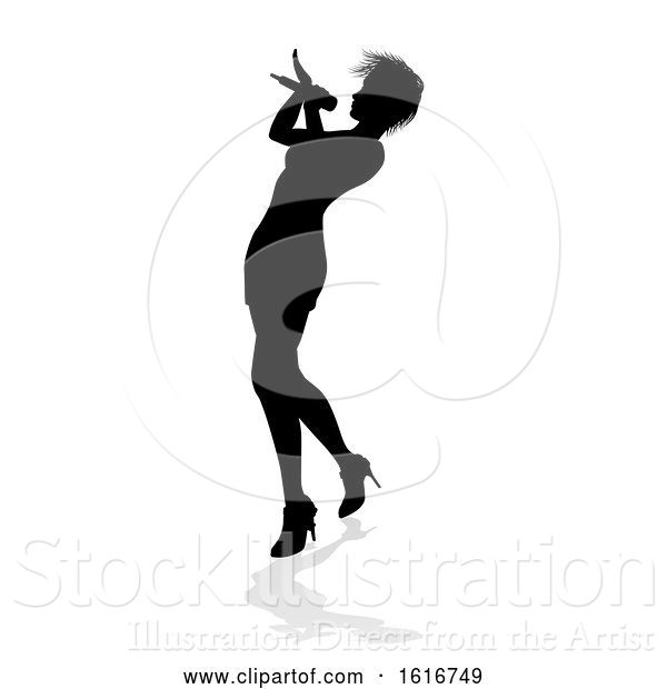 Vector Illustration of Singer Pop Country or Rock Star Silhouette Lady