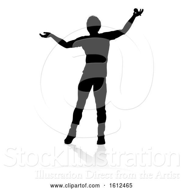 Vector Illustration of Singer Pop Country or Rock Star Silhouette, on a White Background