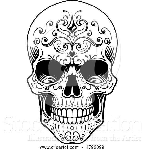 Vector Illustration of Skull Abstract Pattern Tattoo Design