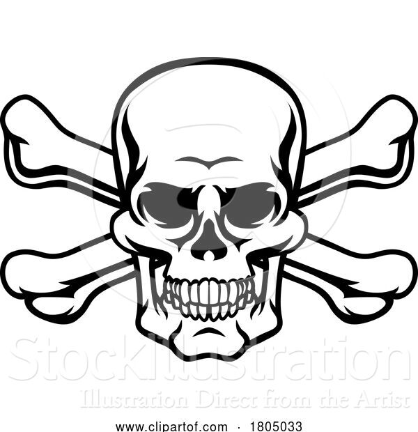 Vector Illustration of Skull and Crossbones Pirate Grim Reaper