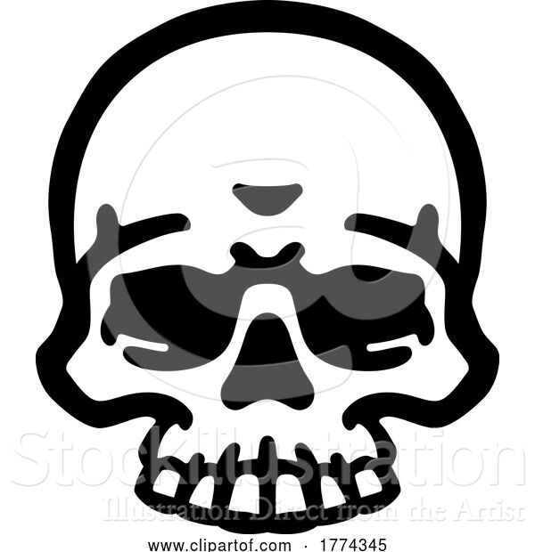 Vector Illustration of Skull Grim Reaper Skeleton Head