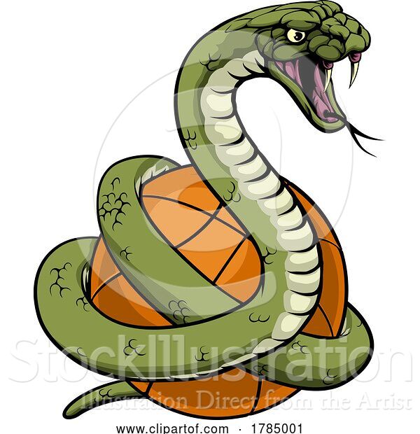 Vector Illustration of Snake Basketball Ball Animal Sports Team Mascot