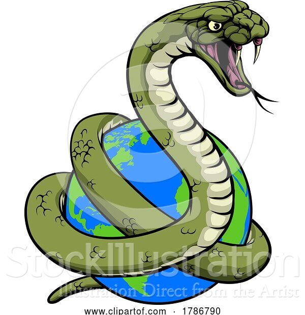 Vector Illustration of Snake Coiled Around Earth