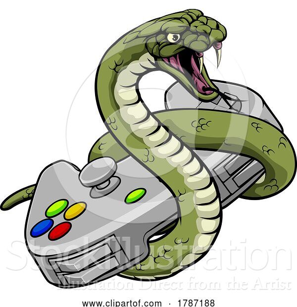 Vector Illustration of Snake Gamer Video Game Animal Sports Team Mascot