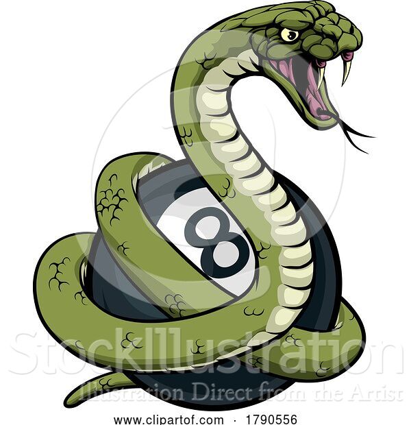 Vector Illustration of Snake Pool 8 Ball Billiards Mascot