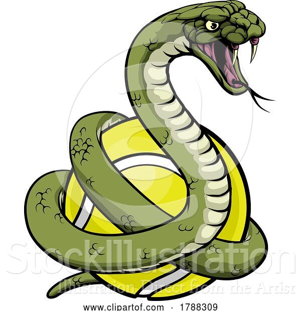 Vector Illustration of Snake Tennis Ball Animal Sports Team Mascot