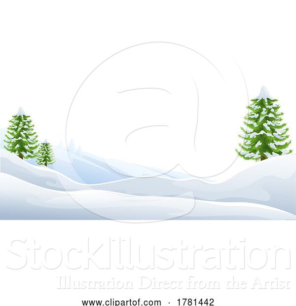 Vector Illustration of Snow Winter Christmas Landscape Scene